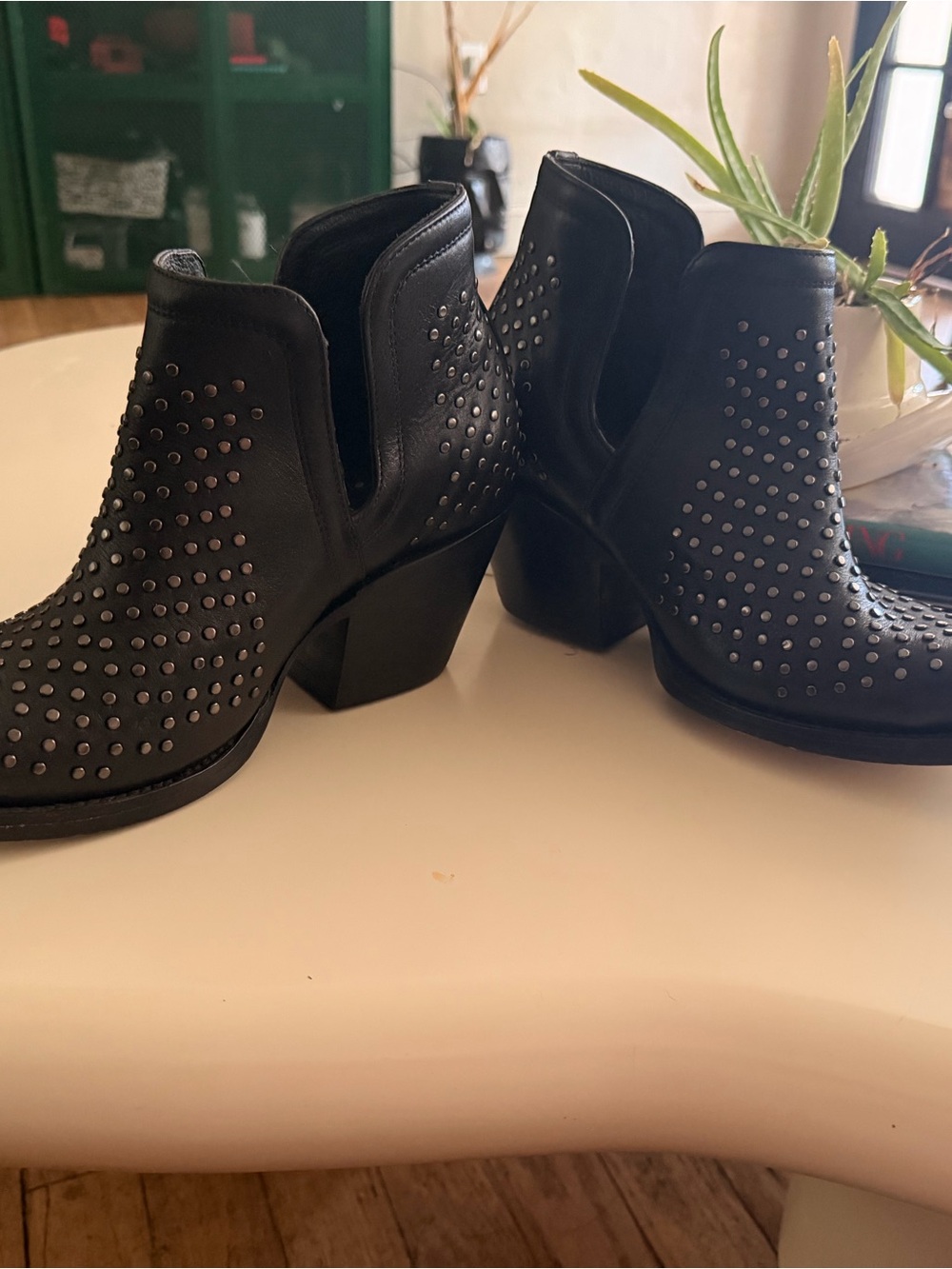 Ariat Black Leather Studded Ankle Booties Dixon Studs Western Boot View 3